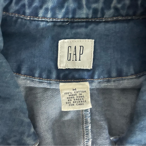 Vintage GAP Blue Denim Safari Vest w Pockets Button Up Women’s Sz Medium 90s - Picture 3 of 9